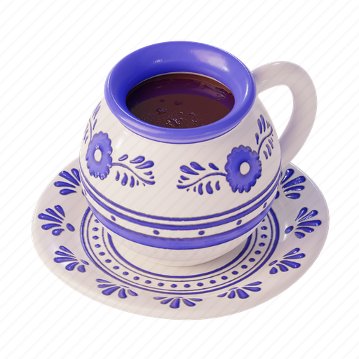 Stylized, talavera, talavera cup, cup of coffee, coffee, mexican, folklore 3D illustration - Download on Iconfinder