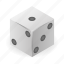 cartoon, chance, dice, isometric, opportunity, sport, white 