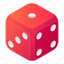 dice, isometric, play, red, sport, white