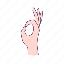 fingers, gesture, hand, human, okey, palm