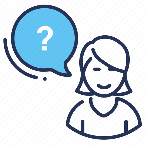 Asking, question, speech bubble, woman icon - Download on Iconfinder