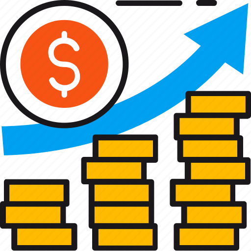 Business, growth, coins, finance, graph, marketing, profit icon - Download on Iconfinder