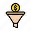 funnel, dollar, marketing, sort, filter 