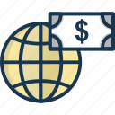 dollar, economy, global, globe, paper money