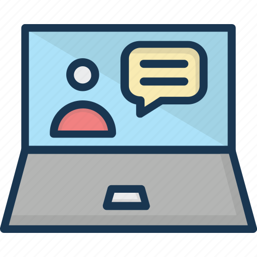 Chat bubble, laptop, video call, video chat, video conference icon - Download on Iconfinder