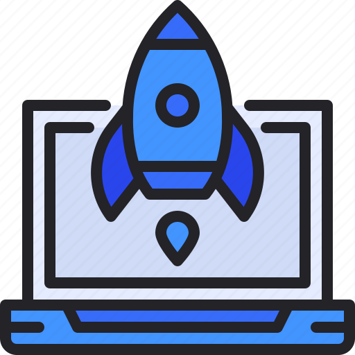 Digital, laptop, launch, marketing, rocket icon - Download on Iconfinder