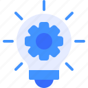 bulb, engine, gear, idea, lamp