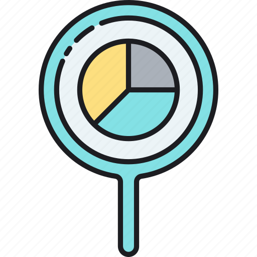 Analysis, magnifying glass, pie chart icon - Download on Iconfinder
