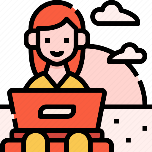 Freelance, woman, digital, nomad, working icon - Download on Iconfinder