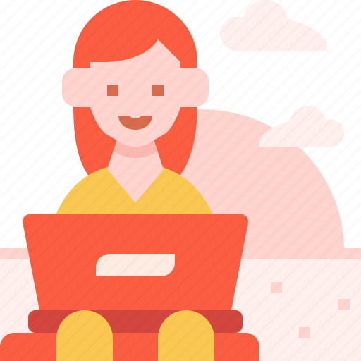 Freelance, woman, digital, nomad, working icon - Download on Iconfinder