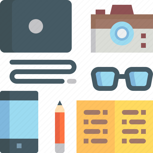Camera, equipment, glasses, laptop, note, notebook, tools icon - Download on Iconfinder