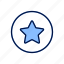 button, circle, star, like, favourite, blue 