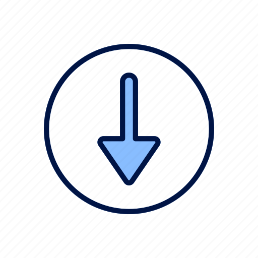 Buttoon, circle, down, download, arrow, blue icon - Download on Iconfinder