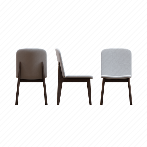 Fabric, seat, dining, chair, with, wooden, leg 3D illustration - Download on Iconfinder