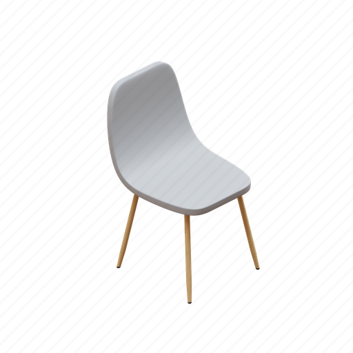 Fiber, dining, chair, with, wooden, leg, furniture 3D illustration - Download on Iconfinder