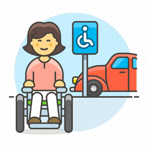 Aid, disability, disable, disabled, female, mobility, parking icon - Download on Iconfinder