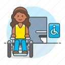 accessible, aid, disability, disable, disabled, female, impairment, mobility, toilet, wheelchair