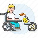 aid, disability, electric, extention, female, impairment, mobility, motorized, scooter, wheelchair