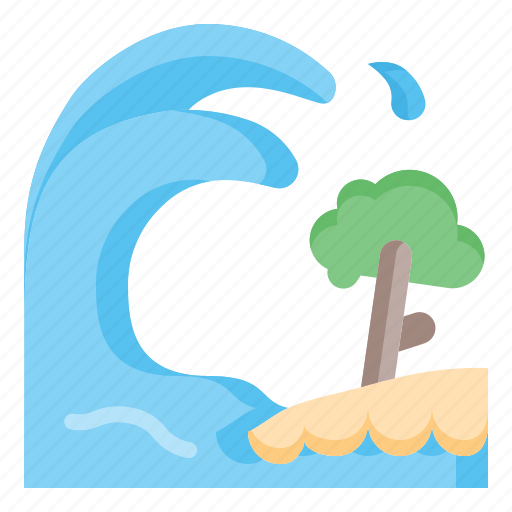 Tsunami, catastrophe, disaster, nature, sea, tree, wave icon - Download on Iconfinder
