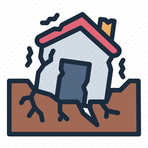 Eartquake, vibration, broken, house, disaster, catastrophe, nature icon - Download on Iconfinder