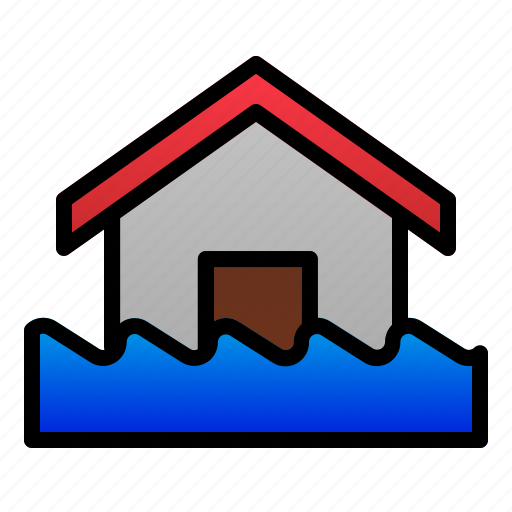 Destruction, disaster, ecology, flood, home, nature, water icon - Download on Iconfinder