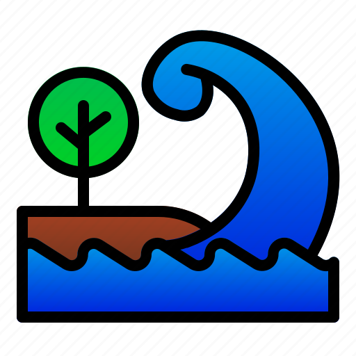 Catastrophe, disaster, nature, sea, tree, tsunami, wave icon - Download on Iconfinder