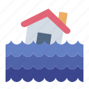 flood, water, house, disaster, catastrophe, nature
