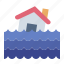 flood, water, house, disaster, catastrophe, nature 