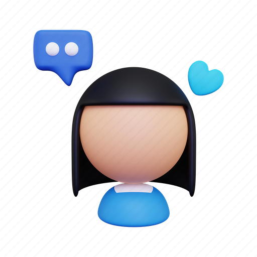 Suggestion, opinion, female, comment, talk, communication, message 3D illustration - Download on Iconfinder