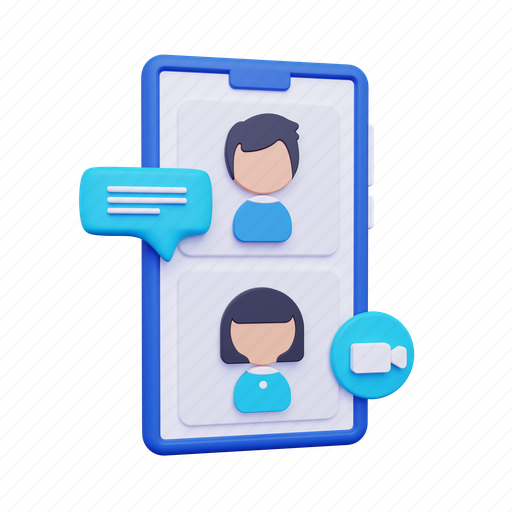 Video call, webcam, phone, communication, interaction, speech, message 3D illustration - Download on Iconfinder