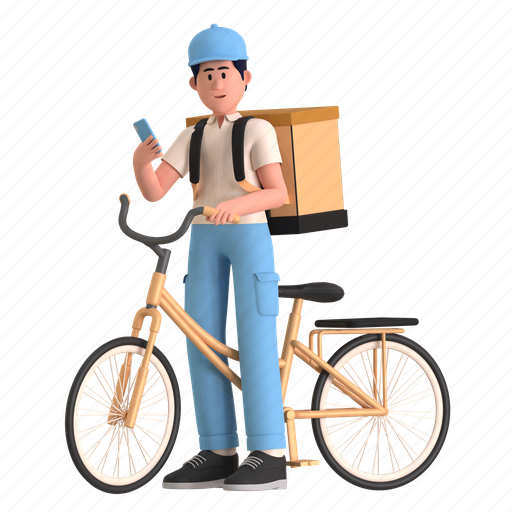 Food delivery, order, service, courier, bicycle, meal, delivery 3D illustration - Download on Iconfinder
