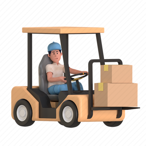 Forklift, shipping warehouse, storehouse, production, courier, storage, delivery 3D illustration - Download on Iconfinder