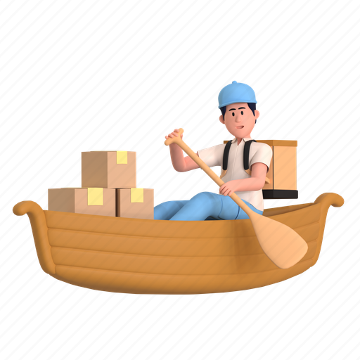 Shipping delivery, ship, logistics, courier, sailing, boxes, delivery 3D illustration - Download on Iconfinder