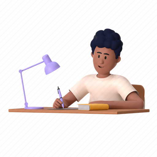 Study, write, writing, homework, studying, study desk, education 3D illustration - Download on Iconfinder