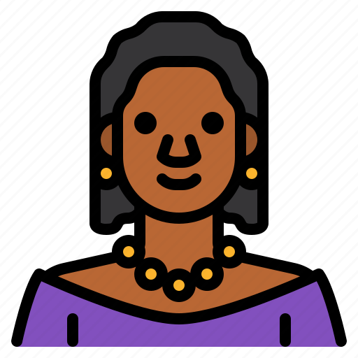 Woman, adult, african, american, avatar, necklace, earring icon - Download on Iconfinder