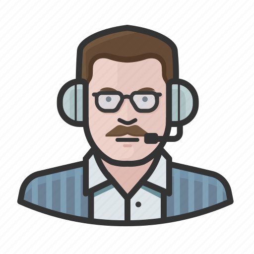 Announcer, caucasian, glasses, man, mustache icon - Download on Iconfinder