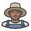 african, farmer, hat, man, overalls, straw 