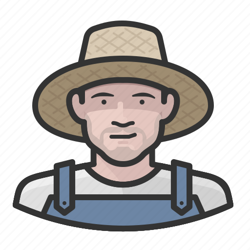 Caucasian, farmer, hat, man, overalls, straw icon - Download on Iconfinder