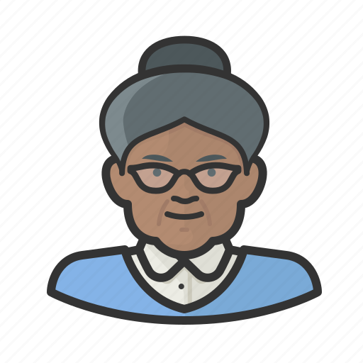 African, elderly, granny, hairbun, old, woman icon - Download on Iconfinder