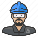 goggles, hardhat, man, nuclear, plant