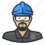 goggles, hardhat, man, nuclear, plant 