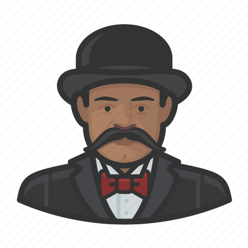 African, avatar, bowler hat, mustache icon - Download on Iconfinder