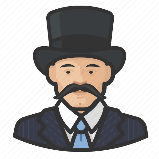 Asian, avatar, mustache, tophat icon - Download on Iconfinder
