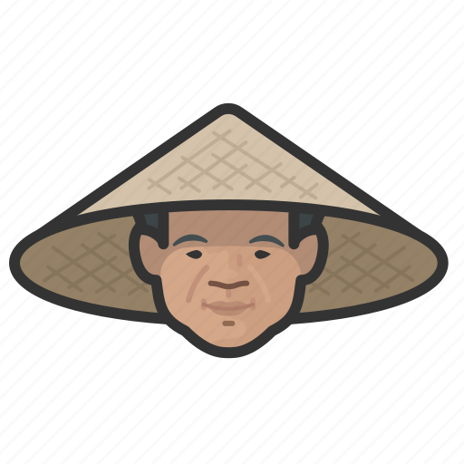 Asian, cone, farmer, hat, man icon - Download on Iconfinder