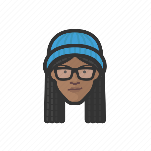 African, braids, cap, girl, glasses, knit icon - Download on Iconfinder
