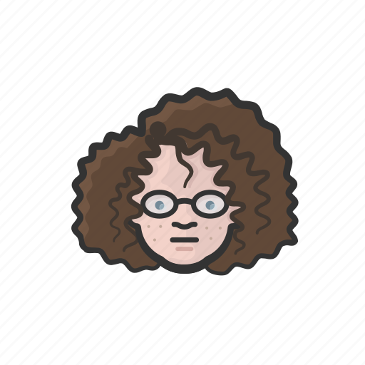 Freckles, frizzy, girl, glasses, hair, nerd icon - Download on Iconfinder
