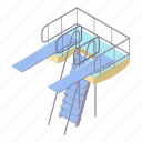 double, diving, isometric