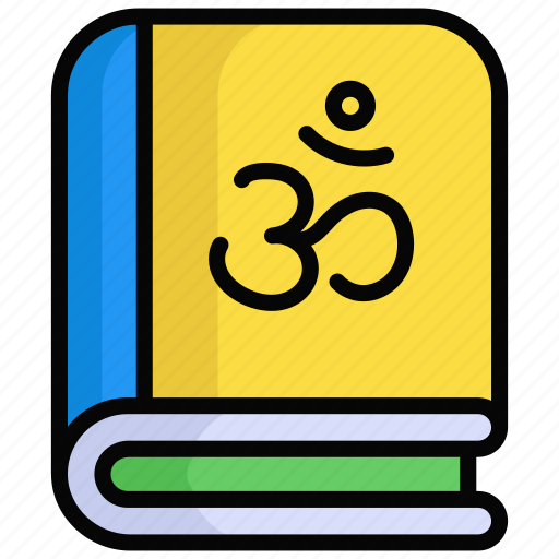 Hindu book, religious book, diwali, book, om, festival, hindu icon - Download on Iconfinder
