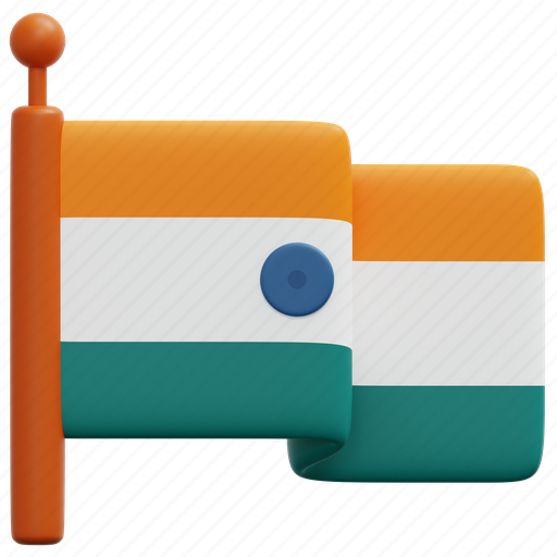 India, flag, country, nation, flags, national, 3d 3D illustration - Download on Iconfinder
