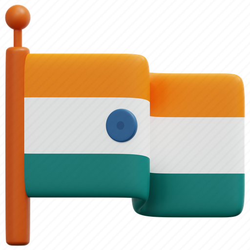 India, flag, country, nation, national, flags, 3d 3D illustration - Download on Iconfinder